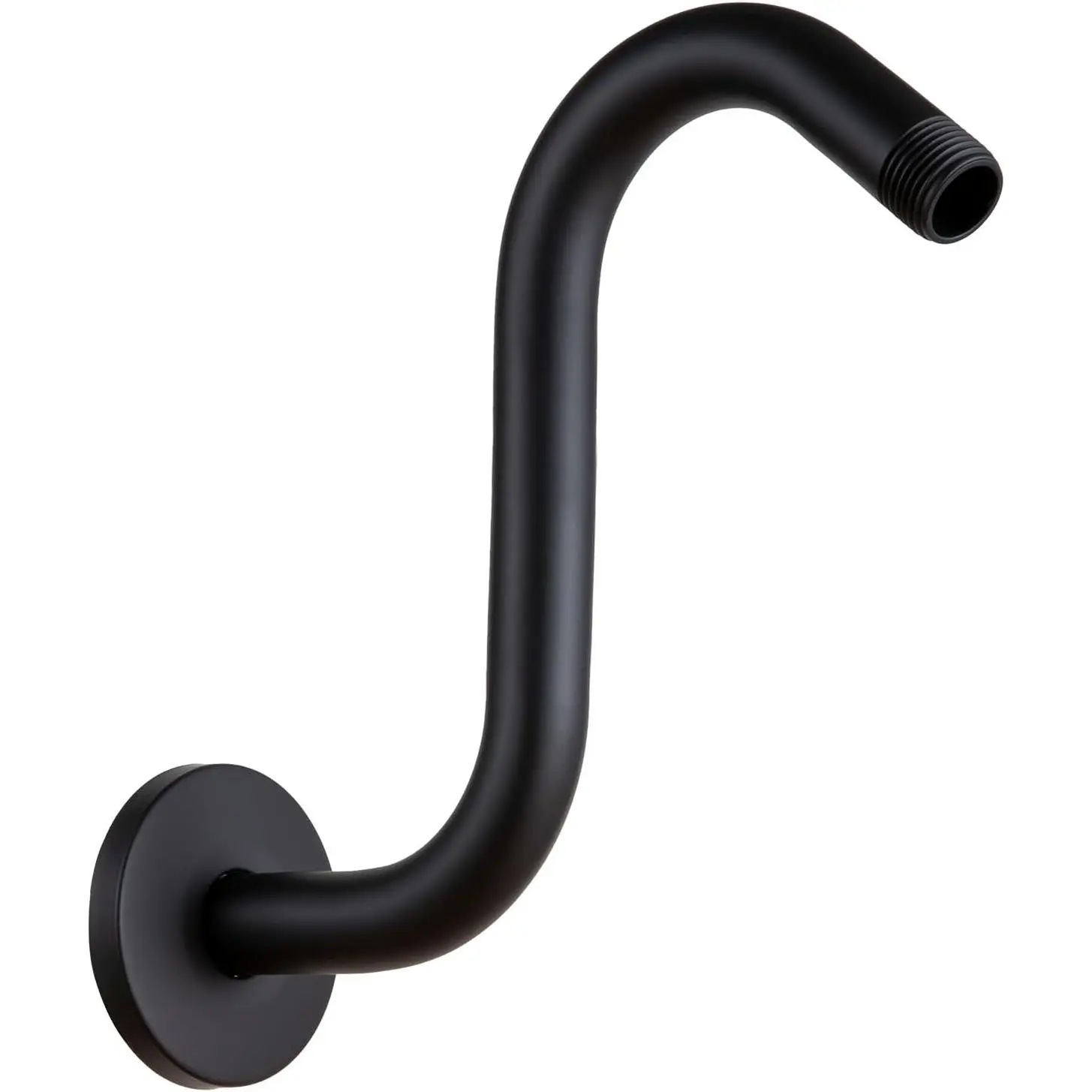 Shower  Extension Arm 8 in, Matte Black S Shaped Shower Arm with Flange High Rise Goose  Shower Extension