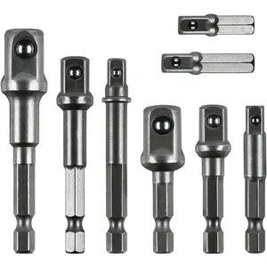 8 count Drill Bit Adapter  Grade Socket Adapter Set Hex Shank Drill Nut Driver Bit Set Sizes 1/4", 3/8", 1/2-Inch for , Cordless Drill, Power Drill