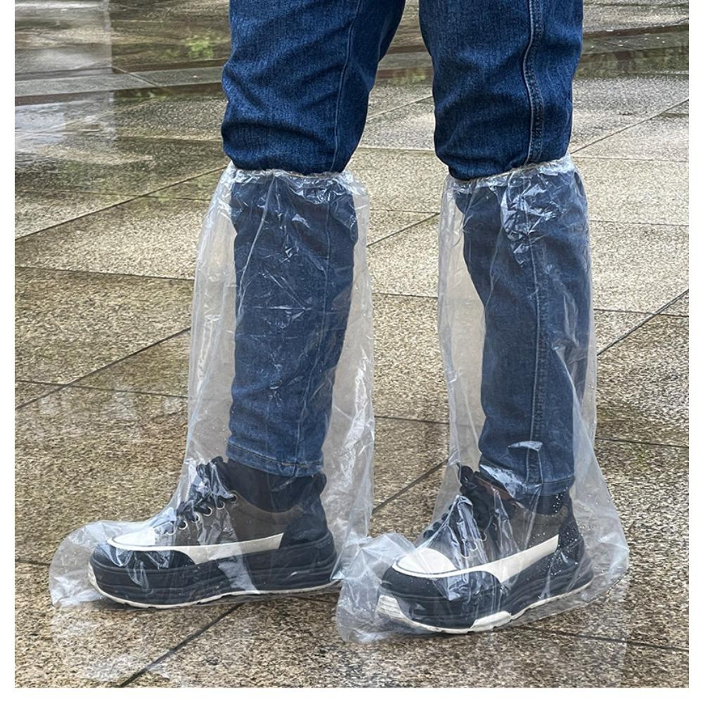 Disposable 10-piece rainproof shoe covers, thickened, non-slip, wear-resistant, long-tube waterproof, transparent foot covers