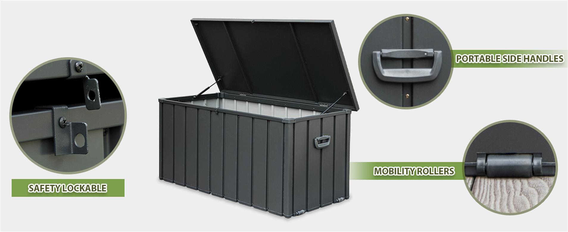 120 Gallon Waterproof Outdoor Storage Deck Box, Lockable Patio Storage Bin, Dark Gray, For Patio Garden Backyard