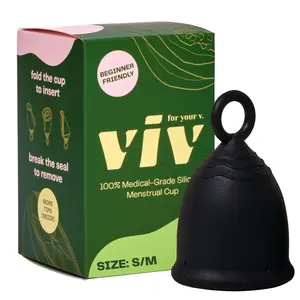 Viv Menstrual Cup - Beginner Period Cup with Easy Removal Ring Stem - Comfortable, Sustainable, 100% Medical-Grade Silicone Hygiene Products for Teens and Adults