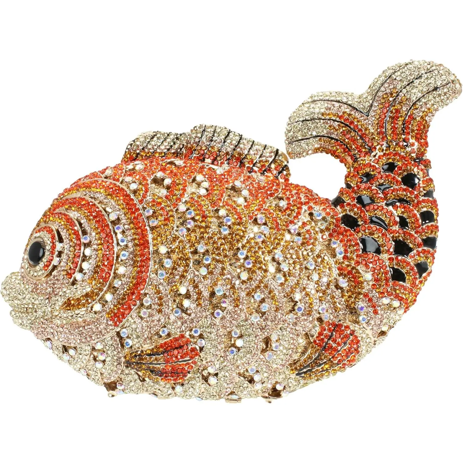 Women Mini Fish Clutch Luxury Rhinestones Purse Sparkling Banquet Handbag Wedding Party Clutch Bag