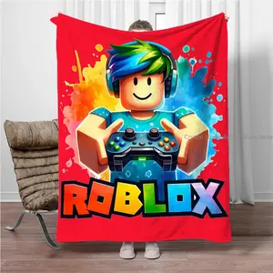 RR-Robloxs Cartoon Game Flannel Blanket,Soft Throw Blanket for Home Bedroom Bed Sofa Picnic Travel Office Blanket Kids Gifts