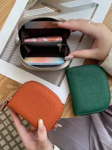 High-Value Small-Batch Card Holder Women Genuine Leather Compact Multi-Slot Anti-Magnetic First Layer Cowhide Zipper Wallet