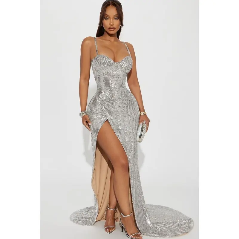 slim fit dress slacks Polly Formal High Slit Sequin Dress main image 0
