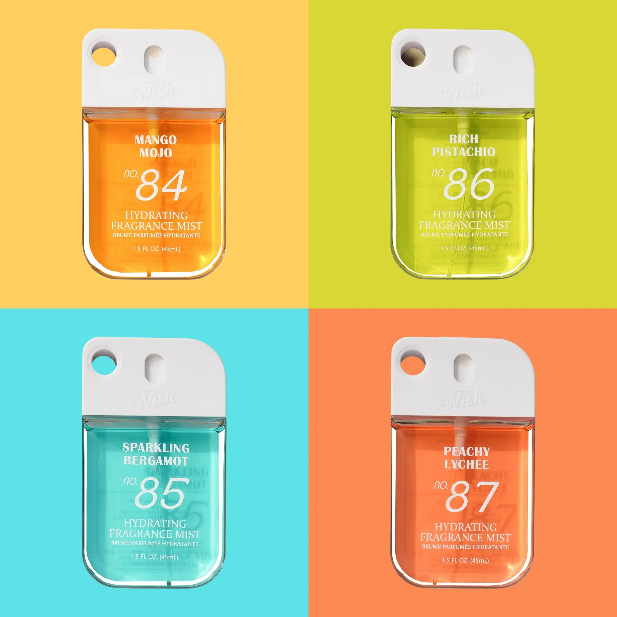 Body Mist Scents Set, 4-Pack Hydrating Travel Size Sprays with Pistachio & Fruit Notes, Lightweight Body Spritz for On-the-Go Gifting, Spritz Set, Fragrance Sets