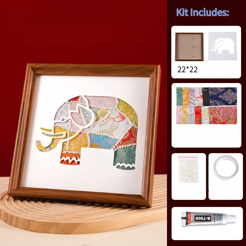 [Elephant] Song Brocade Patchwork Painting