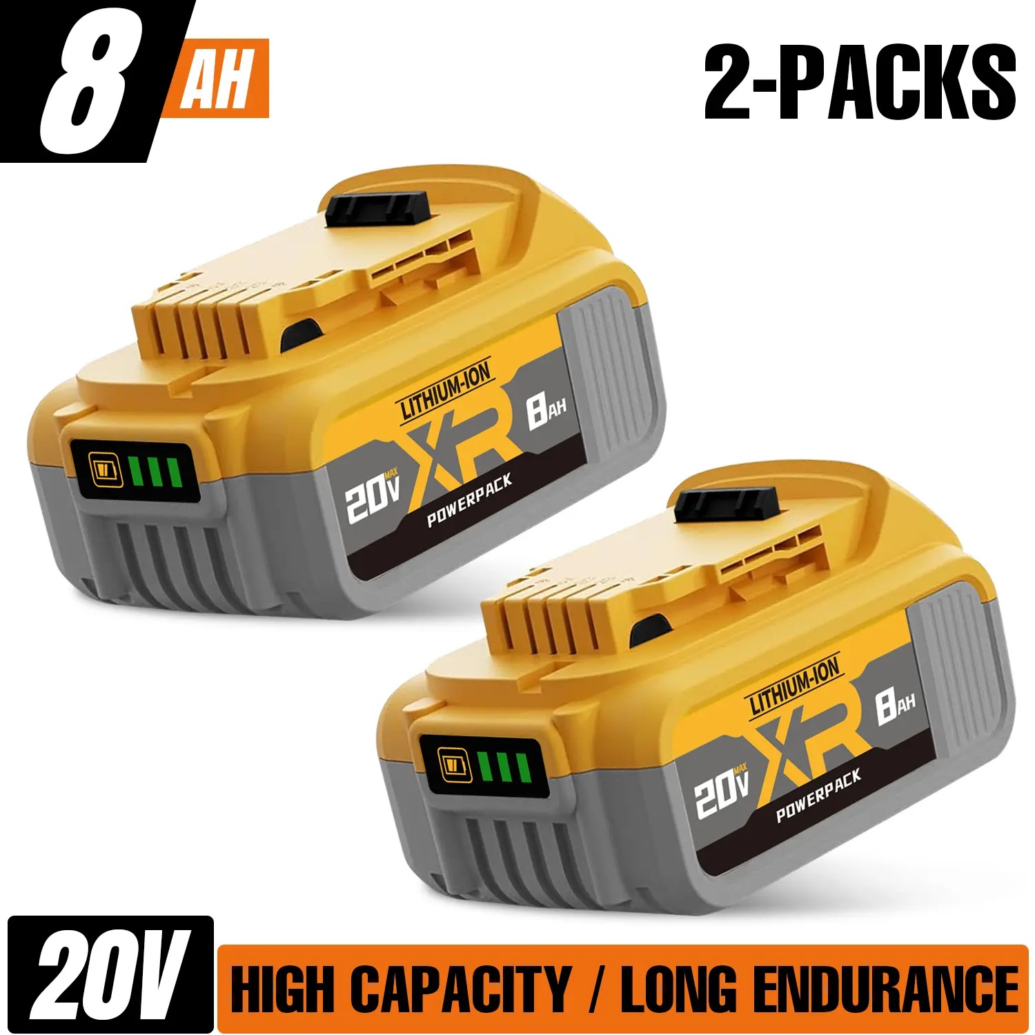 Replacement for Dewalt 20V Max Battery: 8.0Ah LithiumBatteries Compatible with Dewalt Battery DCB208 DCB200DCB206 DCB205 DCB204 Cordless Power Tools
