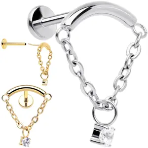 18 Gauge 5/16  Gem Titanium Threadless Dangle Hidden Helix Earring