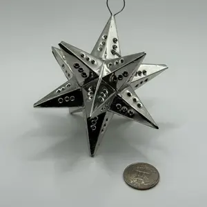 Tin Star Ornaments Made in Mexico - Unique Design Christmas Decoration
