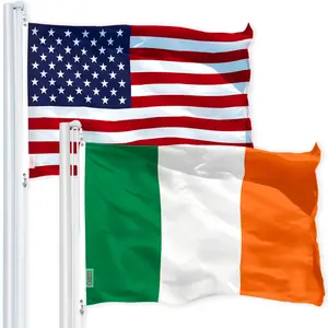 G128 Combo Pack: USA  3x5 Ft 150D Printed Stars & Ireland (Irish) Flag 3x5 Ft 150D Printed