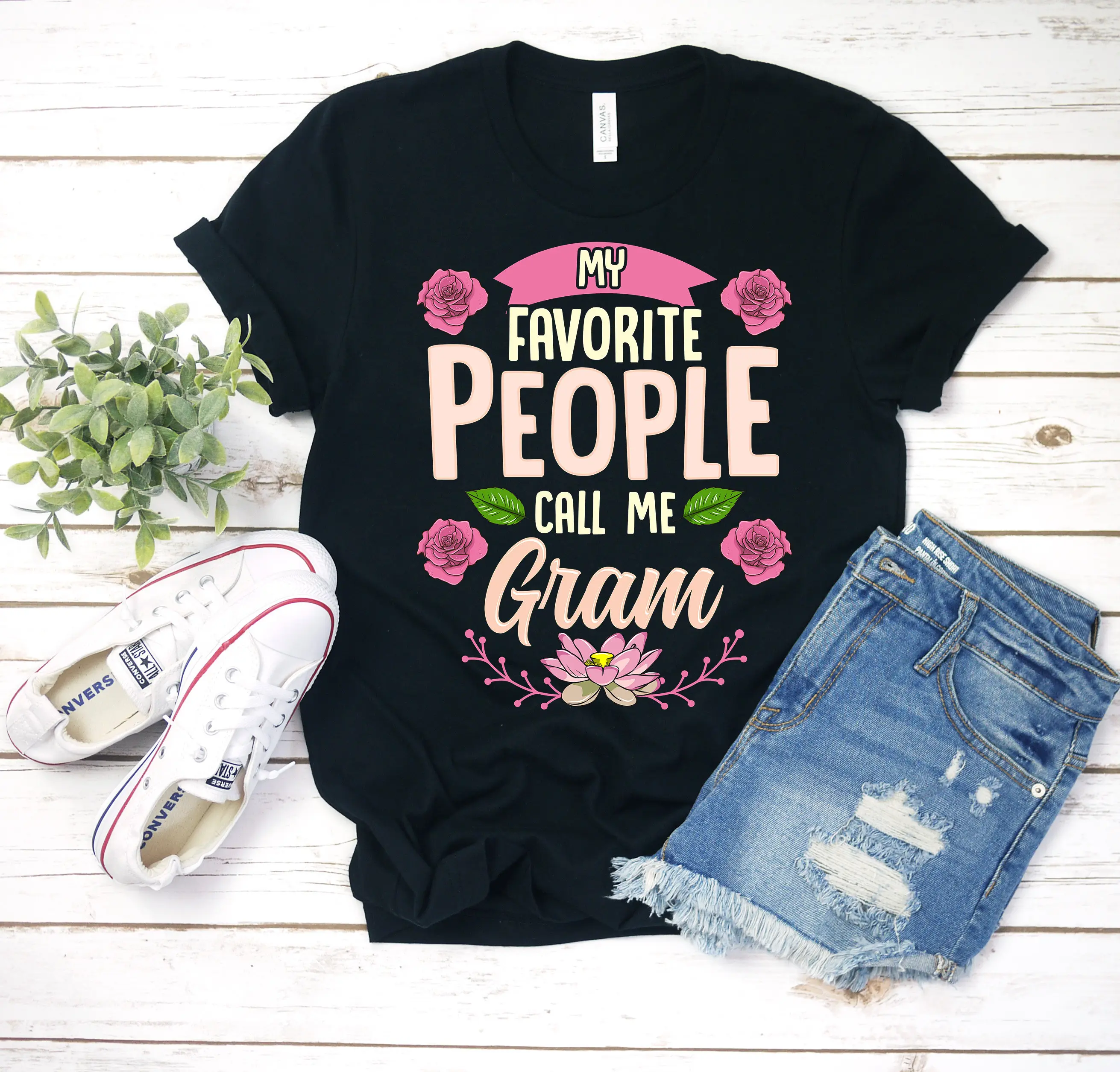 My Favorite People Call Me Gram Shirt Gram Shirt Gram T-shirt Gift For Gram Gram Mothers Day Christmas Gifts Cotton Crewneck Fabric Sleeve