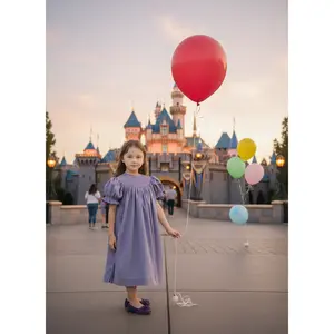 Purple Corduroy Geo Smocked With Pearls Short Sleeve Bishop Dress