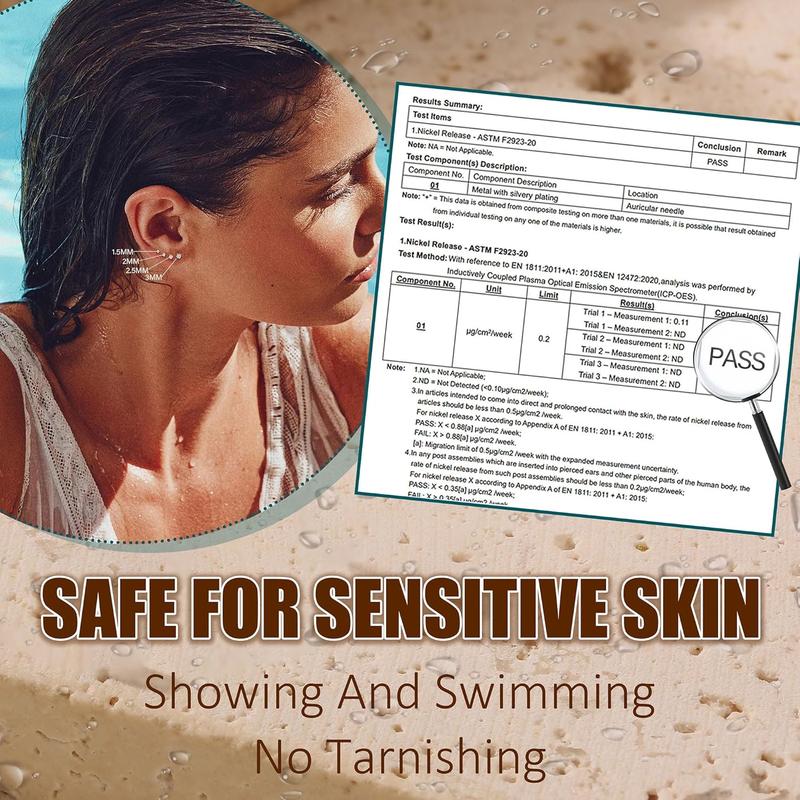 14K Gold Nose Studs For Women 316L Surgical Steel Threadless Nose Ring Lip Studs Push In Flat Back Stud Earrings Cz Nose Nostril Tragus Helix Body Piercing Jewelry Silver Gold 20G 18G