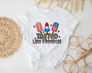 Tasted Like Freedom Shirt, Independence Day T-shirt, Ice Creams Taste Like Freedom T-Shirt, US Flag Tee, Retro Trendy Shirt, 4th July Shirt