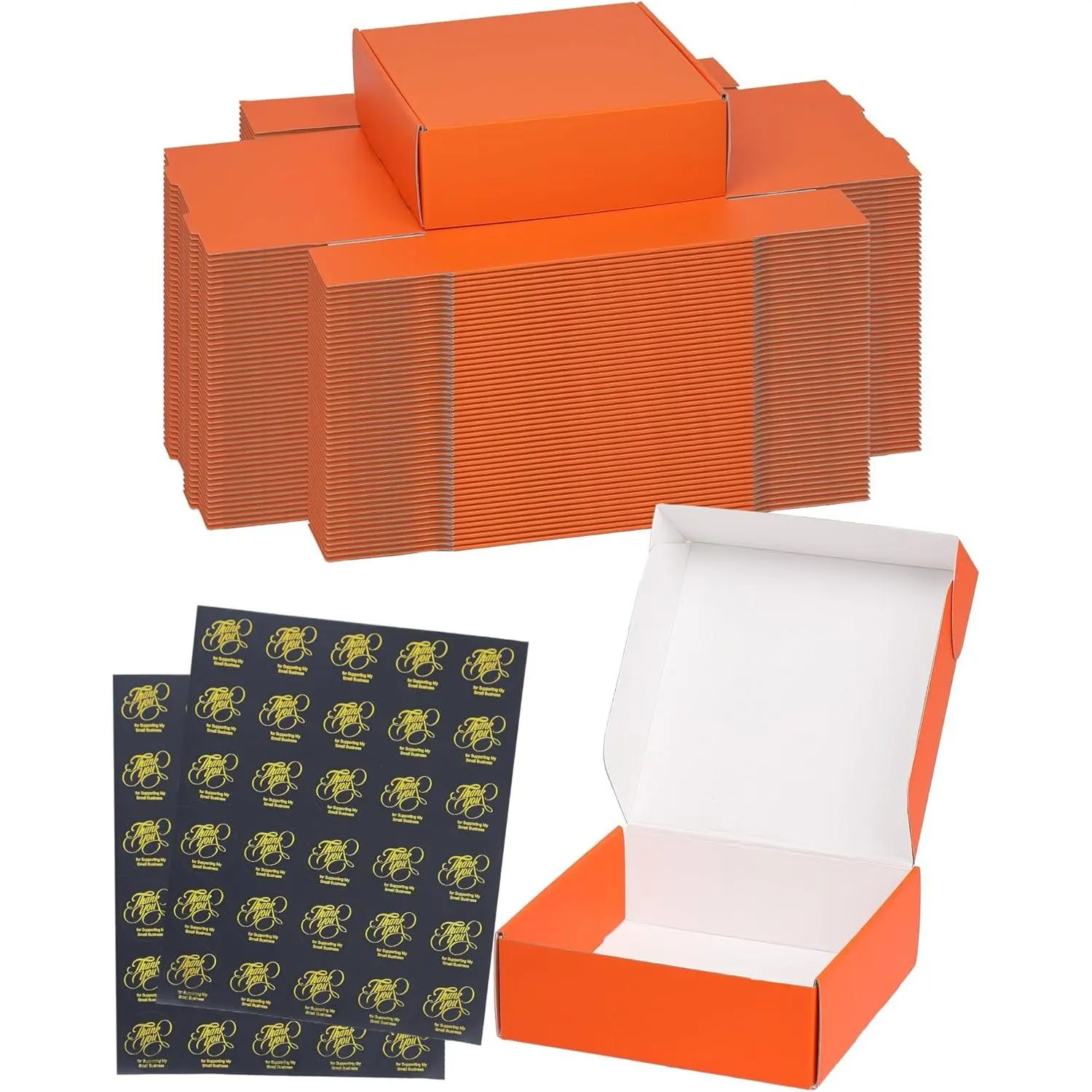 6"x6"x2" Small Shipping Boxes - Set of 50, Orange Mailer Packaging Boxes for Small Business, Cardboard Boxes for Jewelry Gift Comic Book Bulk