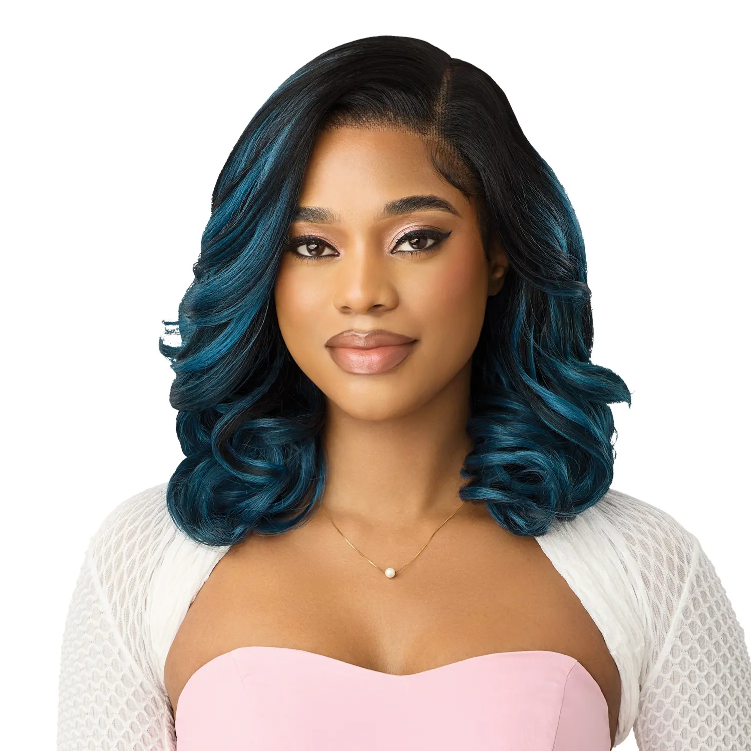 Outre HD Lace Frontal Synthetic Glueless Wig - 1B Loose Wave Wig, Soft HD Lace, Perfect Hairline, Y-Part, Swoop Series 201, Gi, Tms