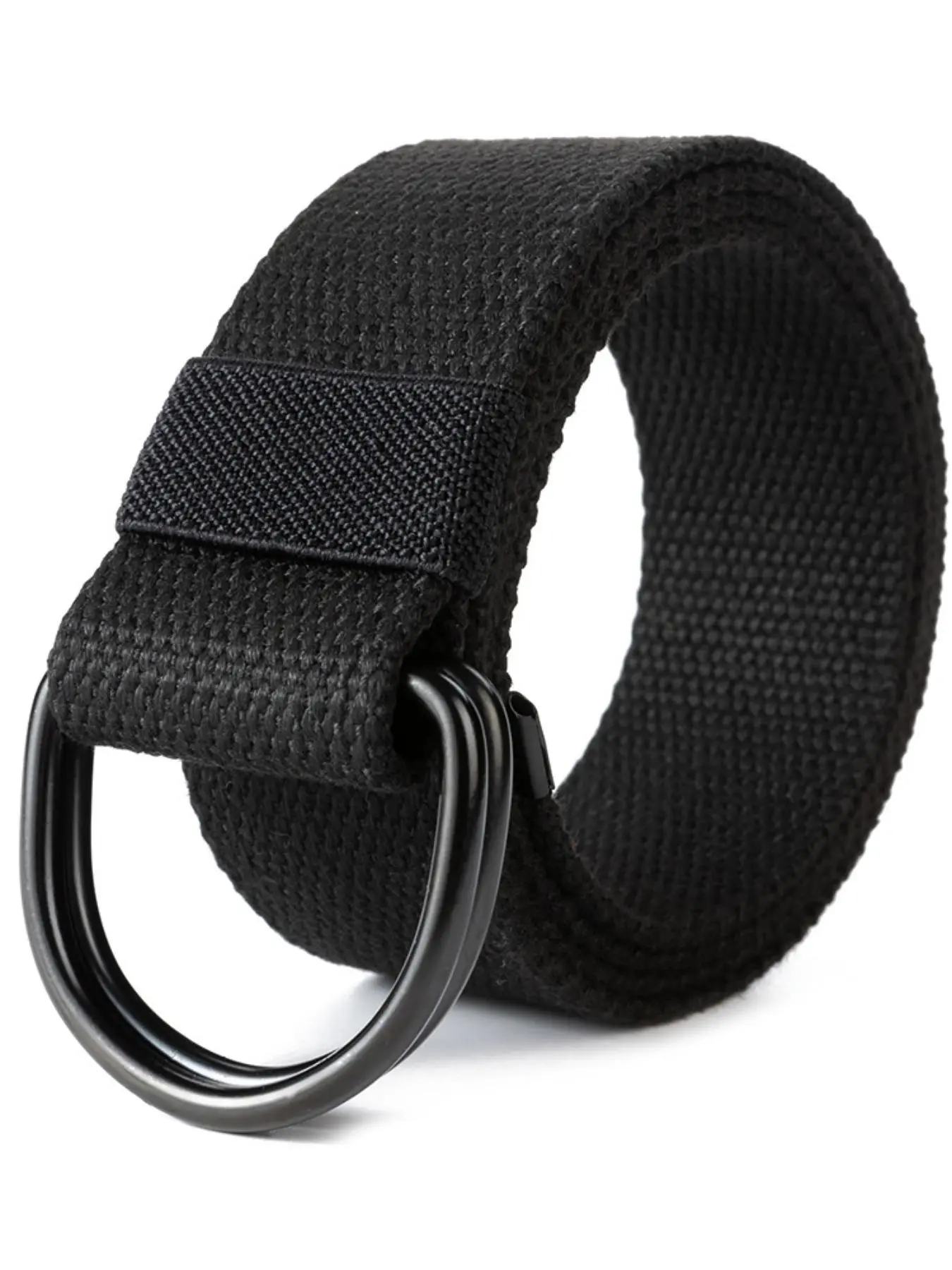 1 Piece Unisex Simple Style Plain Color Nylon Web Belt, Casual Trendy Waistband with Double D-ring Buckle Design, Fashionable Accessories For Daily & Party Decoration, Textured Belt, Adjustable Everyday Belts