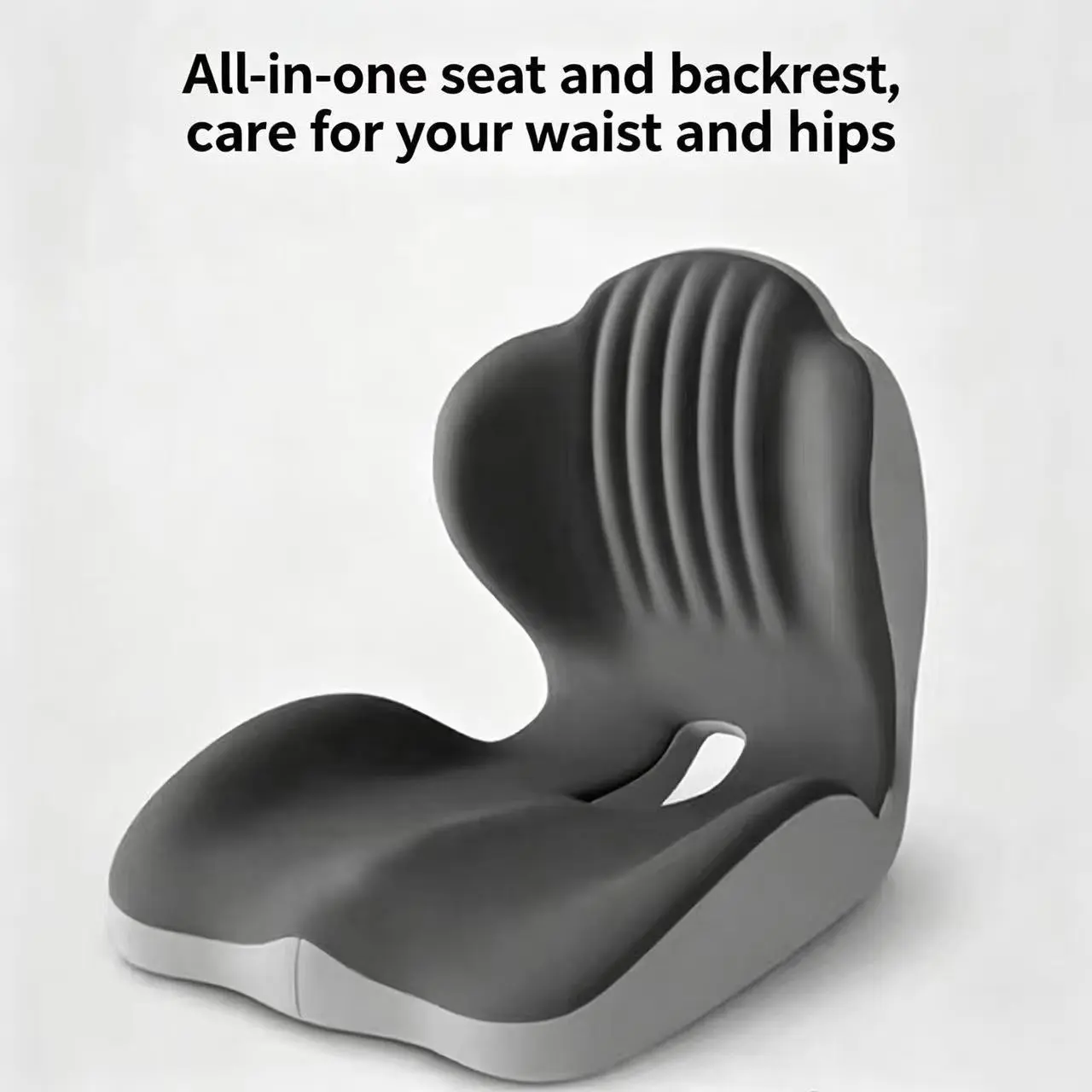 Ergonomic Lumbar & Hip Support Cushion, Integrated Seat Pad for Office Chair, Car Driver Seat and Sofa. Relieve discomfort from long sitting, breathable memory foam posture support for daily commutes and road trips