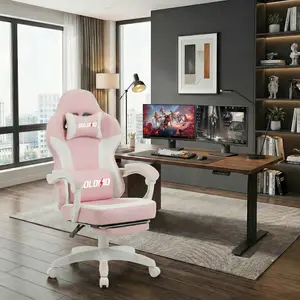 Gaming Chair with Footrest, Video Game Chair with Headrest and Lumbar Support, Linkage Armrest, High Back Reclining, Height Adjustable Game Chair for Adults tiktokshopspringglowup