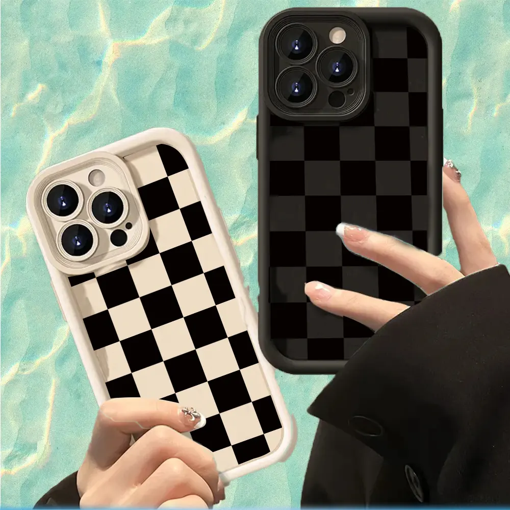 Vintage Retro Checkered Soft Smartphone Case - Shockproof, Anti-Fouling Handheld Cellphone Cover for iPhone 17 Pro Max,16,16e,15,14 Plus,13,12 Mini,11,Air Devices