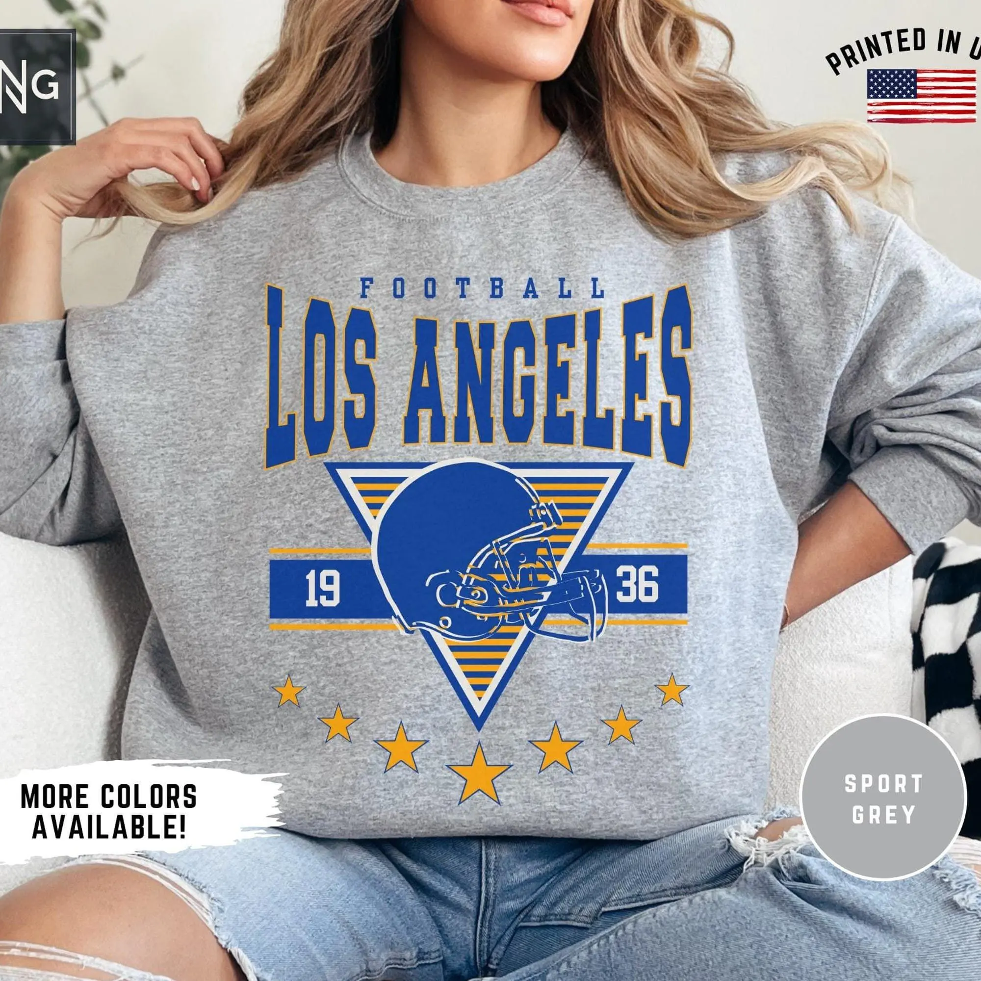 Los Angeles Football Sweatshirt, Ram Football Gameday Sweatshirt, Ram Football Shirt, LA Sports Fan Gift, Vintage Ram Football Shirt