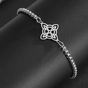 Exquisite Stainless Steel Witch Knot Bracelet Women's Vintage Glamour Irish Lucky Amulet Jewelry Girl Gifts