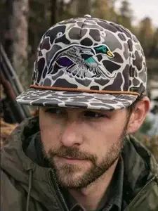 Flying Mallard Duck Camo Hat | Hunting Trucker Cap | Embroidered Snapback | Outdoor Mesh Hat | Adjustable Unisex