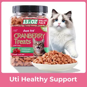 Just Try Cranberry Cat Treats for Urinary Tract Health| Cranberry & D - Mannose Supplement for Kidney, Bladder & UT Support  (13.4 oz, Salmon & Cranberry Flavor)