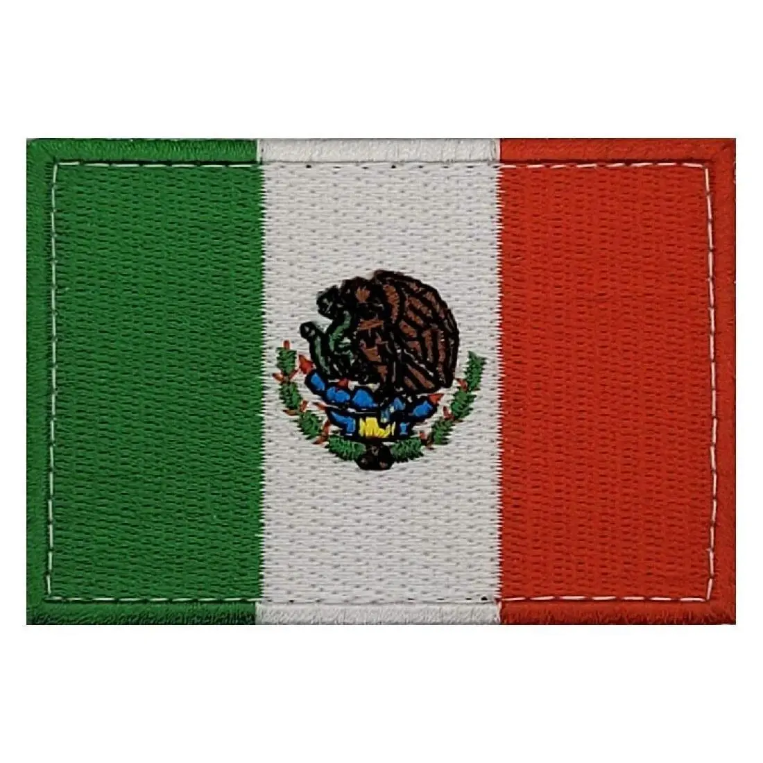 Mexico Flag Embroidered Patch [3.0 x 2.0 - Hook Fastener Backing - MF7]