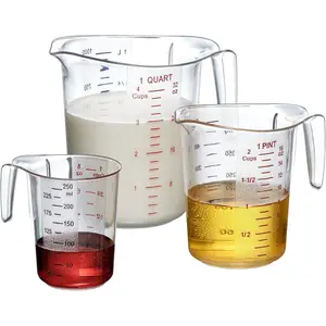 - Melissa - Unbreakable Plastic Measuring Cups (3- Set), -Grade Measuring Jugs, 1/2/4-Cup Capacity, Stackable and Dishwasher-Safe,  for Oil, Vinegar, Flour, More