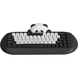 C68 Panda  Mechanical Gaming Keyboard, 68  Cute Layout with PBT Keycaps,RGB Backlit, Hot Swappable,Creamy Switches,BT5.0/2.4G/Wired for Win/(Black,Panda )