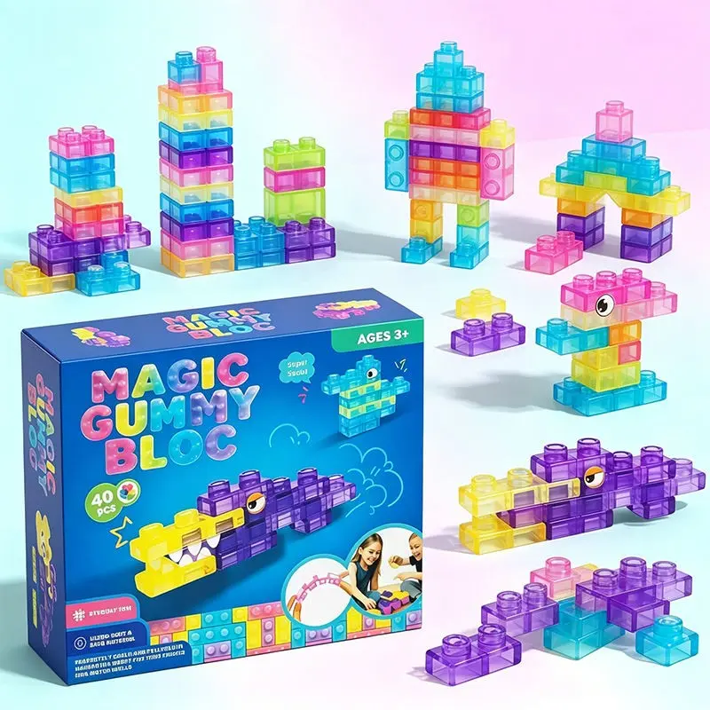 Stress Relief Jelly Block Toy, Soft Gel Building Blocks, Transparent Puzzle for Hand Skills, Free Assembly, 3+ Years, Birthday Gift, Stress Relief Gadgets, Stress Relief Tool