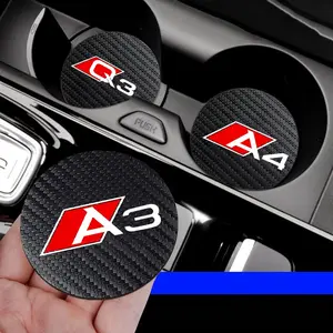 For Audi A3 A4 A5 A6 A7 A8 Q2 Q3 Q5 Q7 TT 2Pcs Car Coaster Water Cup Bottle Holder Anti-slip Pad Mat Silica Gel Bottle Holder Pad Car Accessories