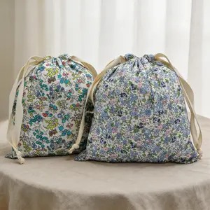 New Cute Forest Floral Series Drawstring Bag, Gift Storage Bag, Home Dustproof Bag, Diaper Bag, Handmade Storage Supplies