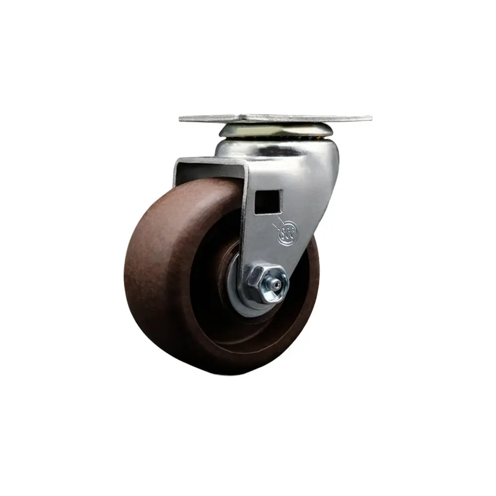 Service Caster SCC-20S420-GFNRHT Swivel Top Plate Caster with Swivel Wheels, 4x2 in. High-Temperature Glass-Filled Nylon Furniture Moving Wheel, Brown Roller Bearing