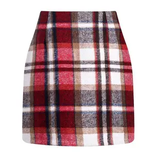 Women's High Waist Plaid Tight Pencil Wool Mini Skirt Womenswear Bottom Soft Wool Fabric For Daily Wear Office Casual Fall Winter Trendy Looks