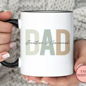 Personalized Dad Mug with Kids Name Custom Daddy Coffee Mug Dad Gift From Kids Dad Birthday Cup for Father's Day MU80 Name