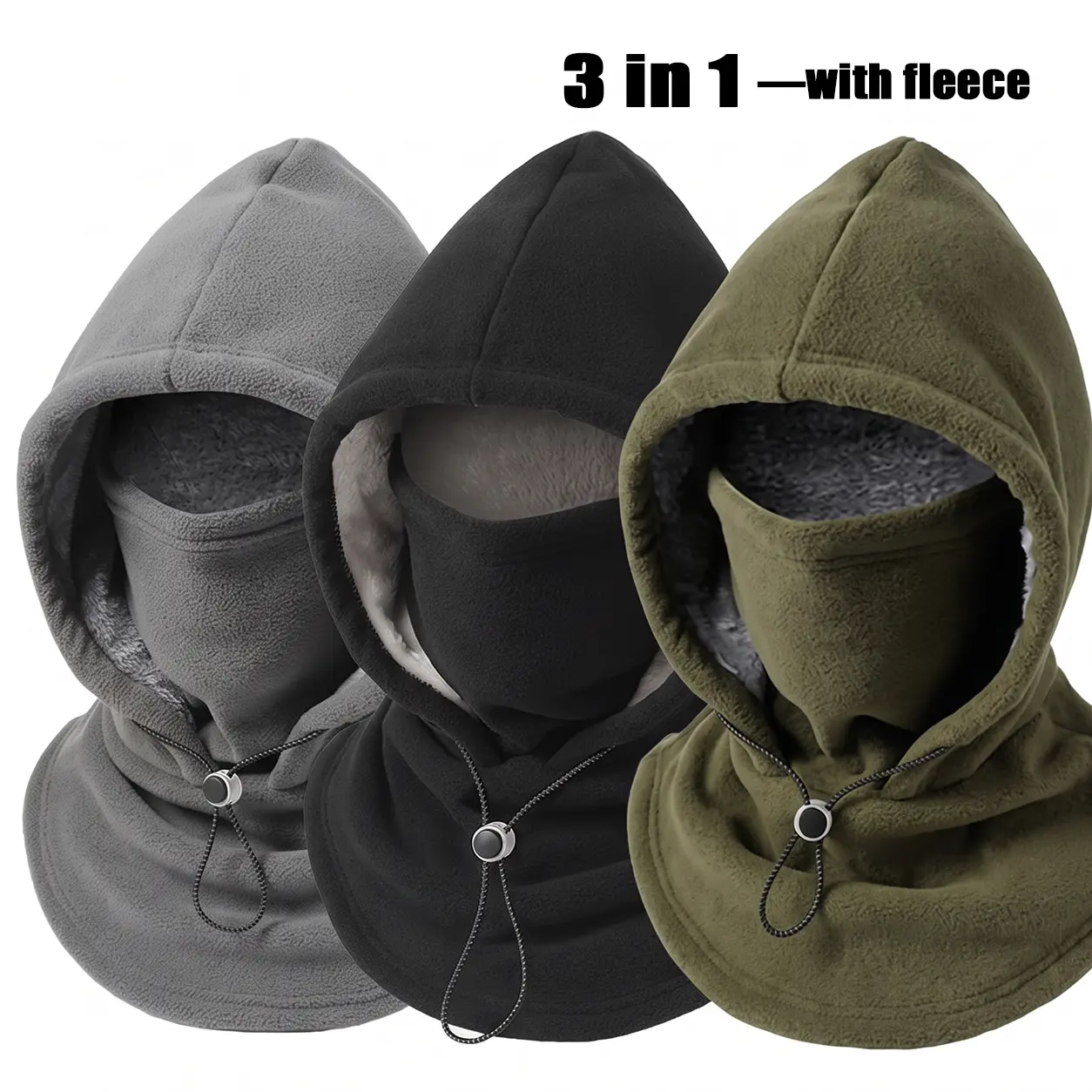 3Pcs Men's Adjustable Integrated Flannel Warm Face Mask And Hat, Women's Windproof And Warm For Outdoor Cycling, Autumn And Winter Style, Warm Hat With Neck Visor
