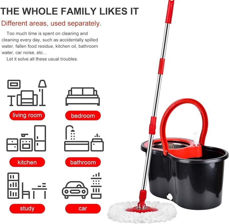 Viral Multicolor 360° Spin Mop and Bucket Set with 3 Microfiber Cleaning Mop Refills, Stainless Steel Adjustable Extended Handle, Non-Slip Design