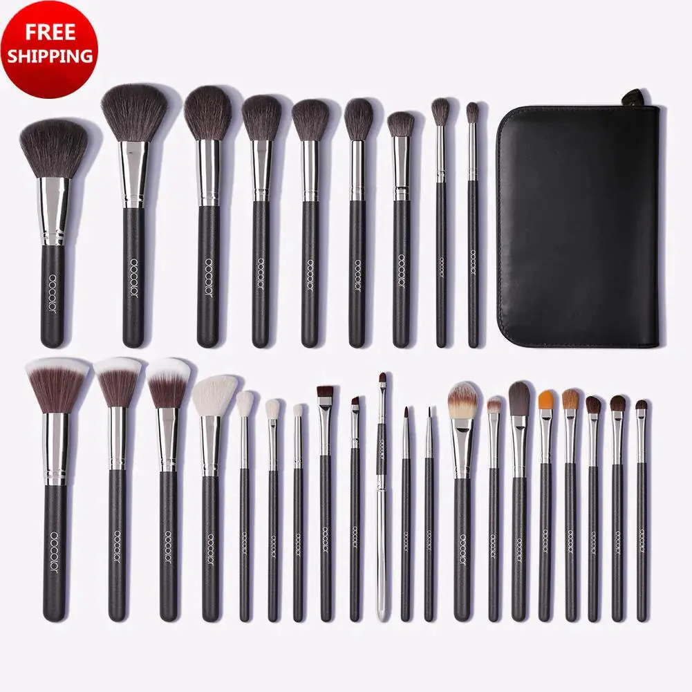 Docolor Professional Makeup Brush Set with Portable PU Leather Case - 29-Piece Complete Beauty Kit for Foundation & Eyeshadow - Ideal Birthday or Christmas Gift for Besties & Girlfriend