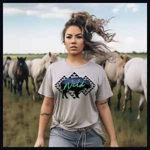 Wild Buffalo Tee, Aztec Merch, Country South Western Shirt, Cowgirl Tee, Turquoise Wild Merch, Oversize Tee For Her VWMJZ