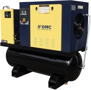 PACK7-TA 7.5KW 10HP Rotary Screw Air Compressor 460V/3Ph 35CFM 125psi with 80Gal ASME Tand & Air Dryer All in One Heavy Duty Air Compressed System