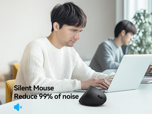 TECKNET Ergonomic Mouse, Wireless Bluetooth Vertical Mouse, 4800 DPI Optical Tracking, 6 Adjustable DPI, Quiet Clicks, 2.4GHz with USB A Receiver, 12 Months Battery, 6 Buttons, Wide Compatibility