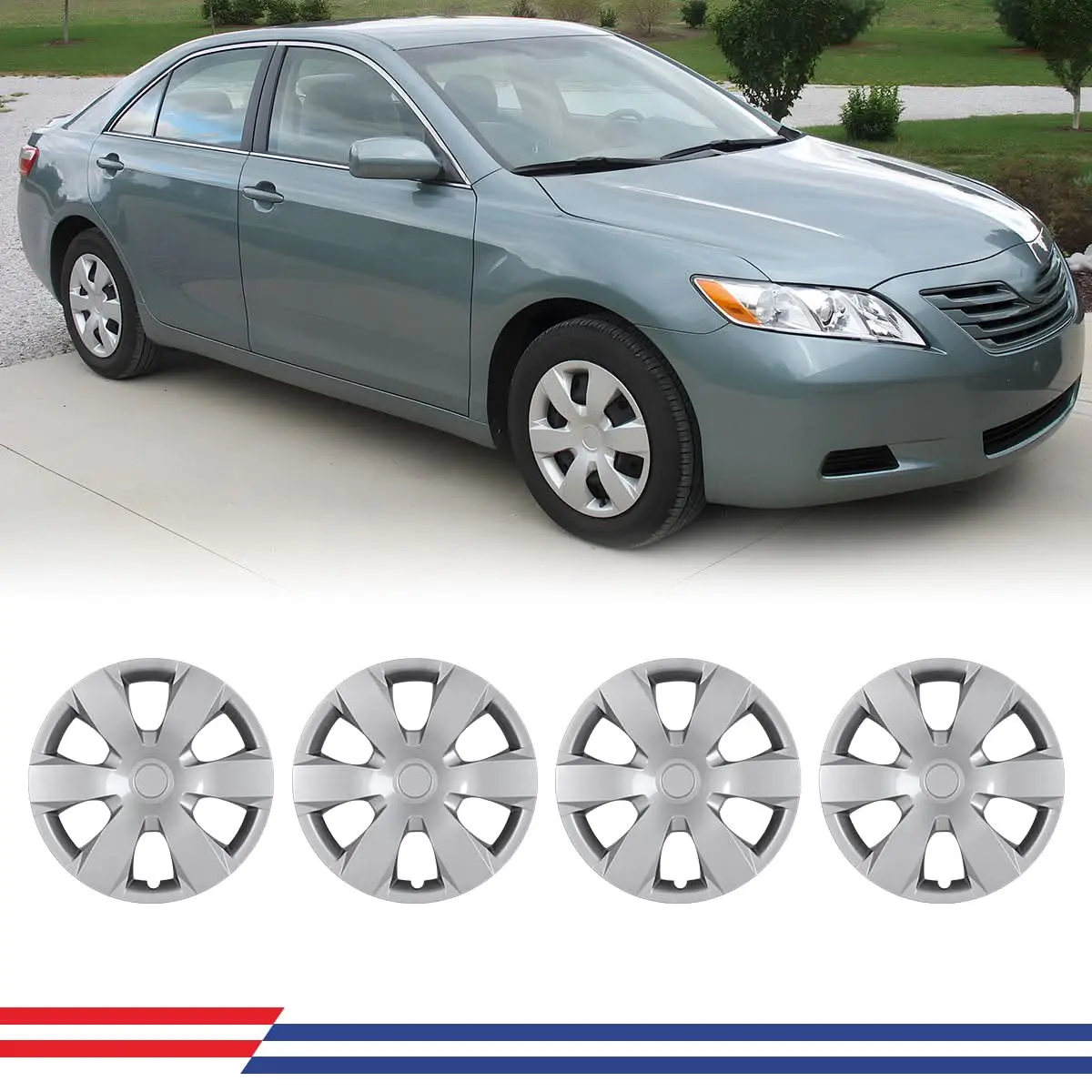 WOLFSTORM 4-Pack 16 in 6-Spoke Wheel Covers, Tool-Free Hubcaps for 2007-2011 TOYOTA CAMRY