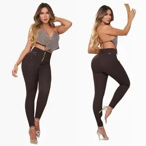 COLOMBIAN WOMAN'S SIX BUTTONS JEANS WITH INTEGRATED GIRDLE