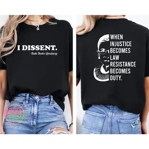 feminist shirts,When Injustice Becomes Law Resistance Front and Back Shirt, I Dissent Shirt, Girl Power, Equality Shirt, Feminism Tee, RBG Women Shirt