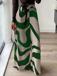 Women's All Over Striped Print High Waist Wide Leg Pants, Baggy Casual Comfy Palazzo Pants for Daily Wear Outdoor, Comfort Womenswear Bohemian Bottoms for Lady, Women Bohemian Trousers for All Seasons