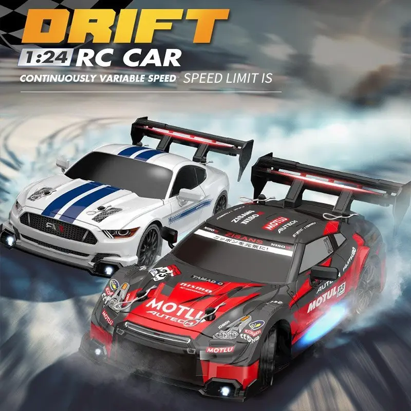 1:24 4WD RC Car 30KM/H, Dual Motor Powerful Drive, 2.4G Anti-Interference Remote, Swappable Drift & Racing Tires, Cool LED Light Fast Drift Stunt Car Racer, Perfect Birthday Holiday Toy Gift for Kids & Adults, RC Stunt Cars