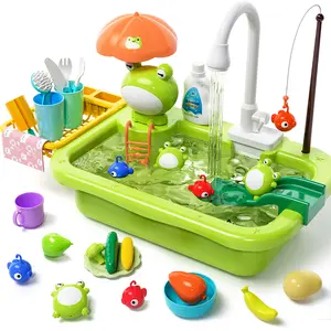 Play Sink with Running Water, Educational Kitchen Toy Set for Toddlers, Fun Fishing Game, Christmas Gift Idea, No Battery Required, Toddler Playset